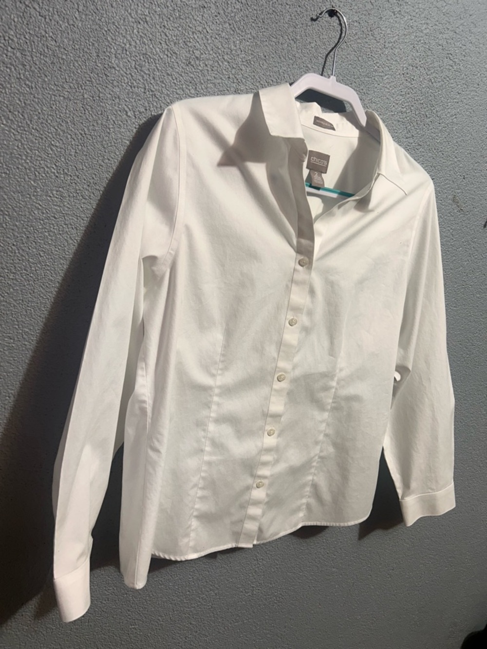 NWOT Chicos No Iron Stretch shirt size 2 or large - Picture 5 of 11